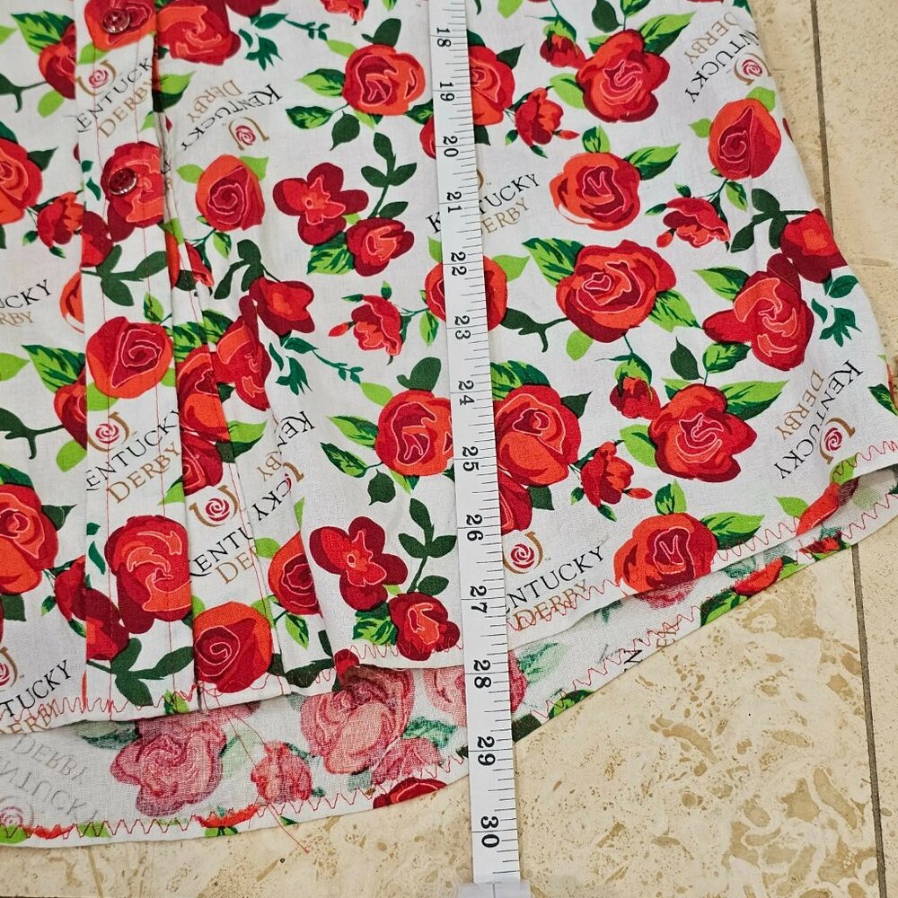 Kentucky Derby Rose Print Western Shirt Ella Johnsen Sheer Yoke Blouse Race Day - Picture 11 of 11